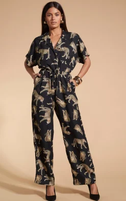Zeta Jumpsuit In Roaming Leopards