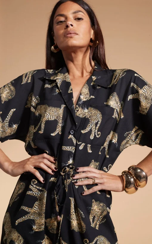 Zeta Jumpsuit In Roaming Leopards