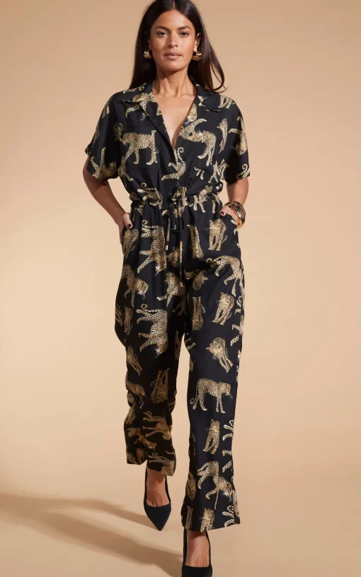 Zeta Jumpsuit In Roaming Leopards
