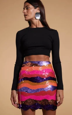 Zinnea Sequin Mini Skirt In Sunset