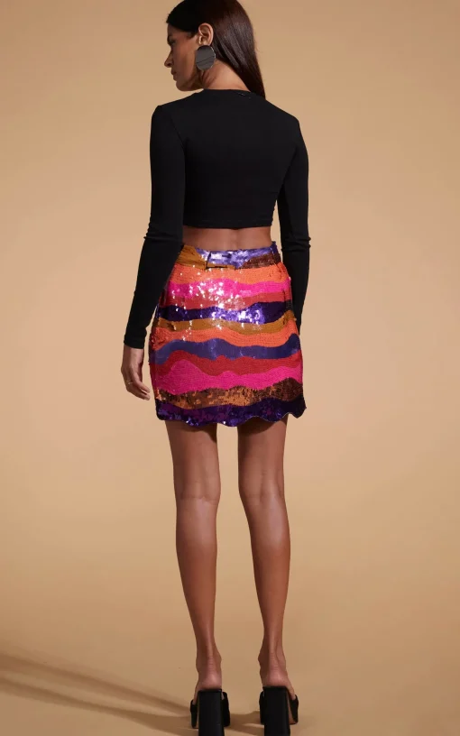 Zinnea Sequin Mini Skirt In Sunset