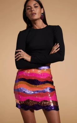 Zinnea Sequin Mini Skirt In Sunset